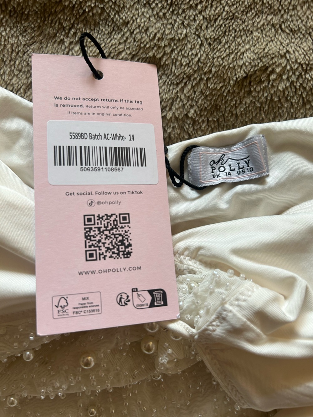 NWT Versailles Deep Plunge Embellished Mini Dress in White - Picture 13 of 14